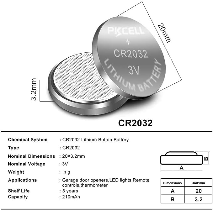 2032 Lithium 3V Coin Battery (5 Pack)
